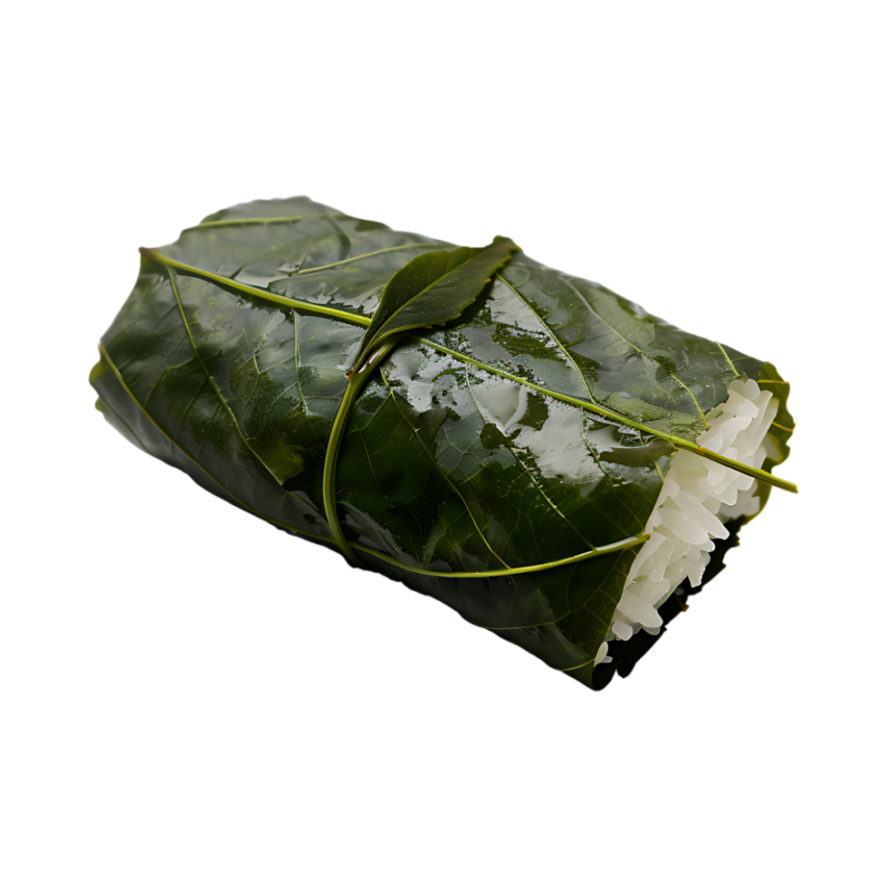 White Rice Rapped in Leaves on Transparent Background png