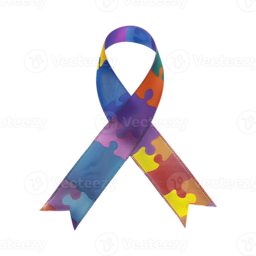 Autism Day Ribbon on Transparent Background png