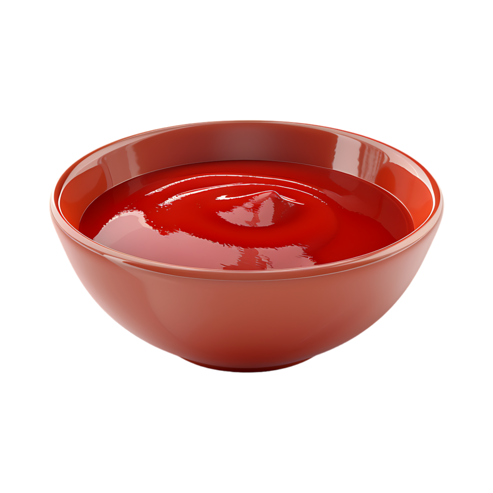 Red Ketchup in a Bowl on Transparent Background png