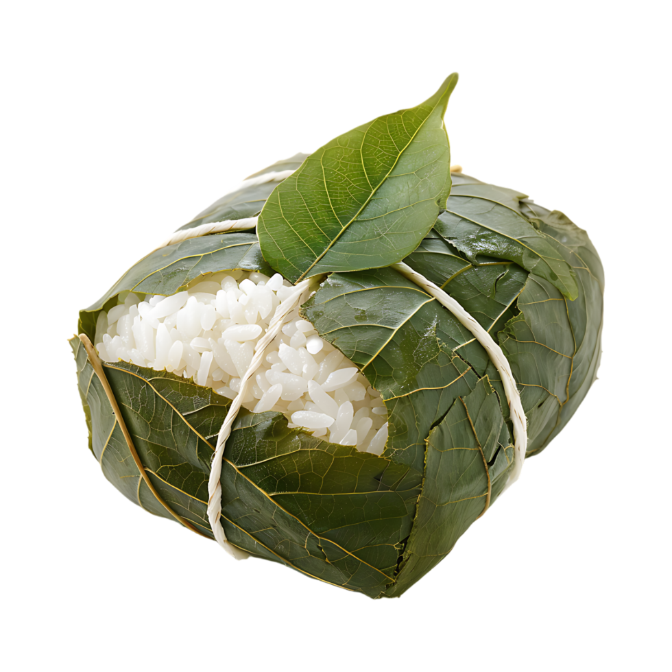White Rice Rapped in Leaves on Transparent Background png