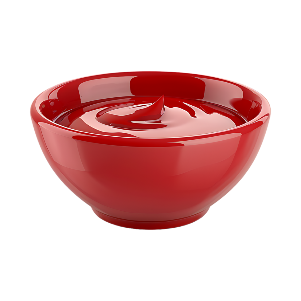 Red Ketchup in a Bowl on Transparent Background png