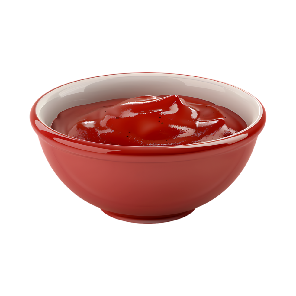 Red Ketchup in a Bowl on Transparent Background png