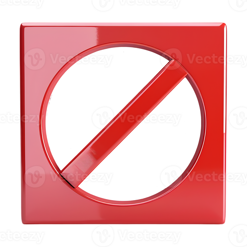 No Entry 3D Sign on Transparent Background png