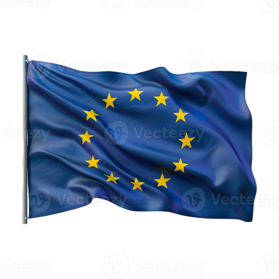 European Union Waving Flag on Transparent Background png