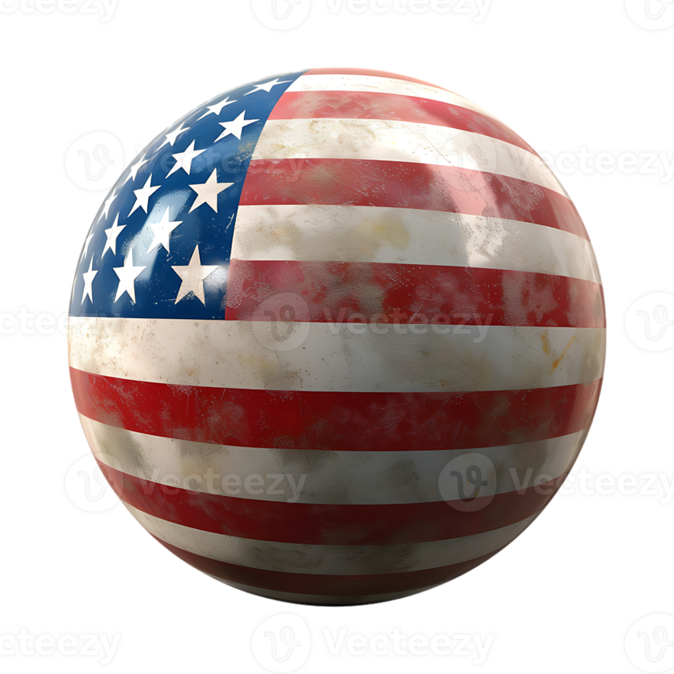 Round Ball with USA Flag on it on Transparent Background png