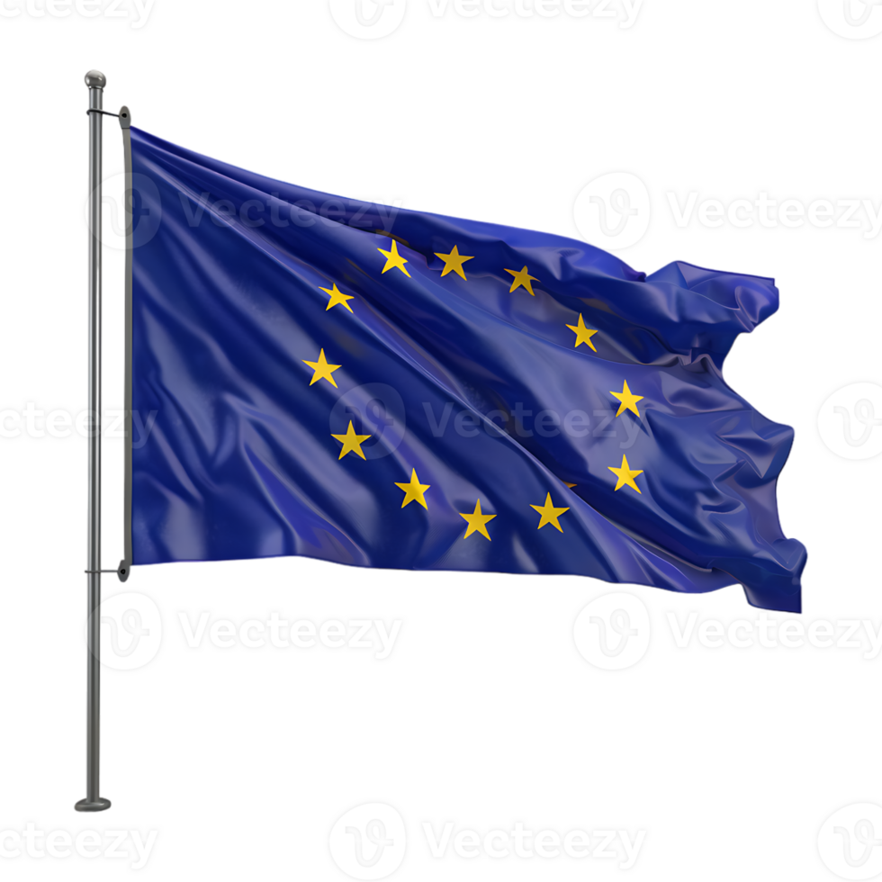 European Union Waving Flag on Transparent Background png