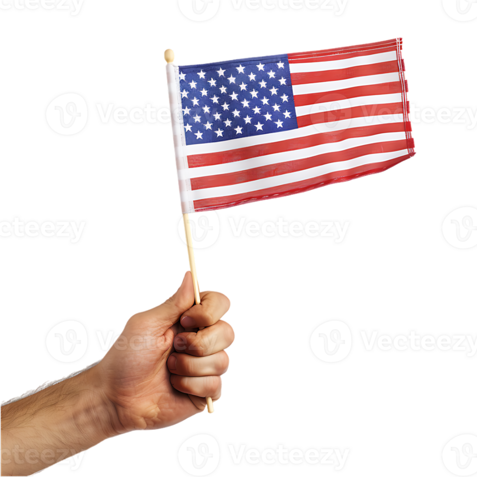 Hand Holding USA Flag on Transparent Background png