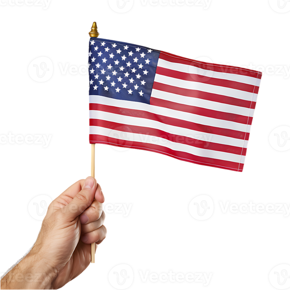 Hand Holding USA Flag on Transparent Background png