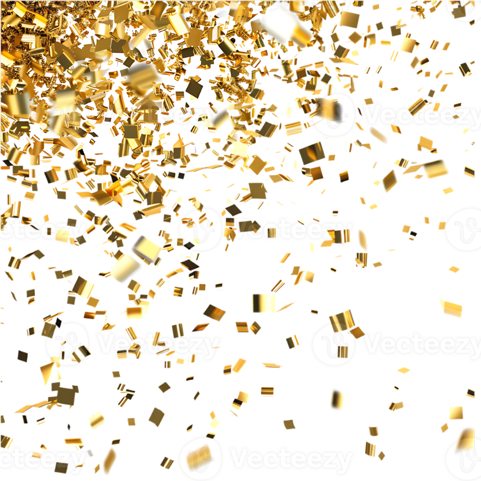 Golden Confetti in Air on Transparent Background png
