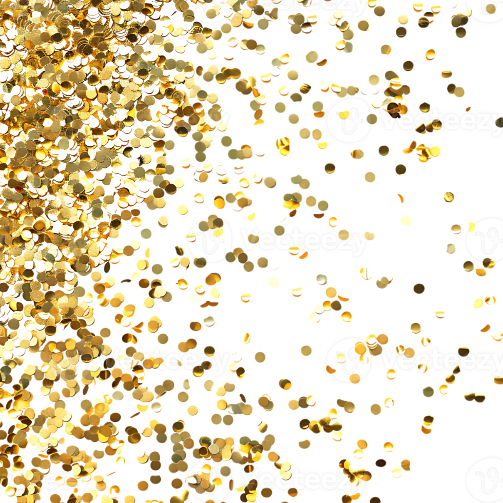 Golden Confetti in Air on Transparent Background png