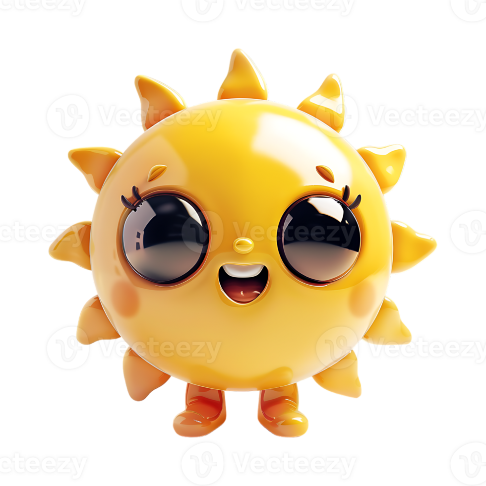 Cute Sun Smiling on Transparent Background png