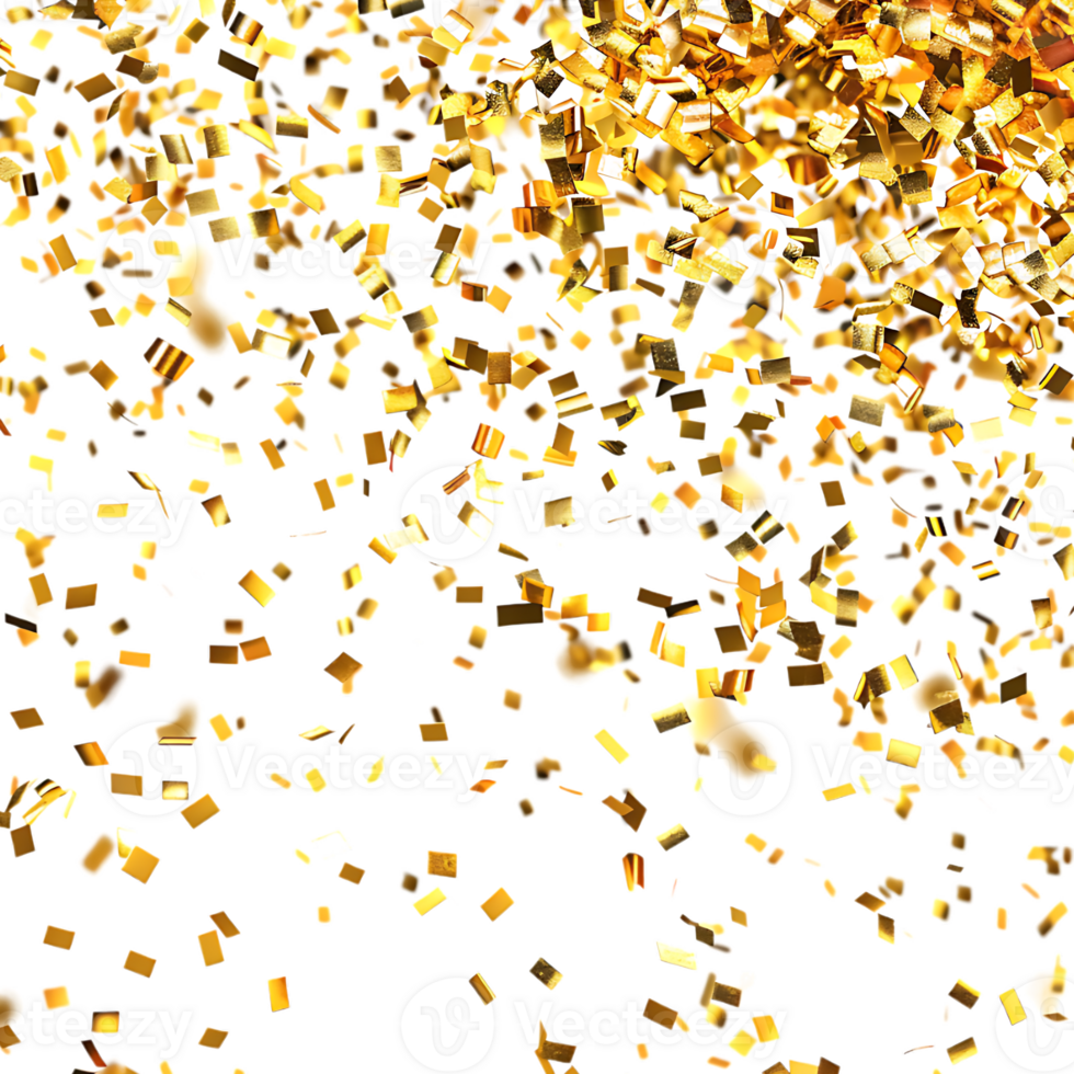 Golden Confetti in Air on Transparent Background png