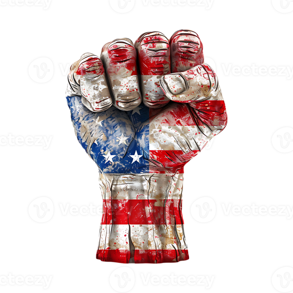 USA Flag Printed on Hand on Transparent Background png