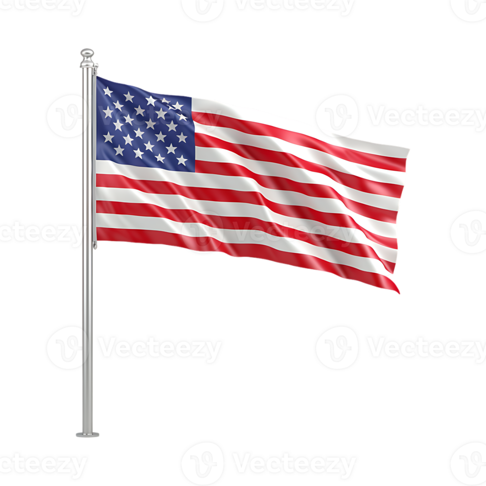 Waving USA Flag on Transparent Background png