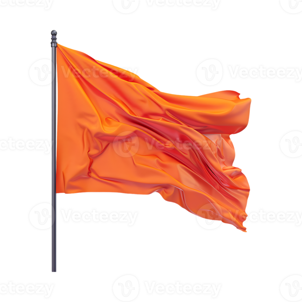 Solid Color Waving Flag on Flagpole on Transparent Background png