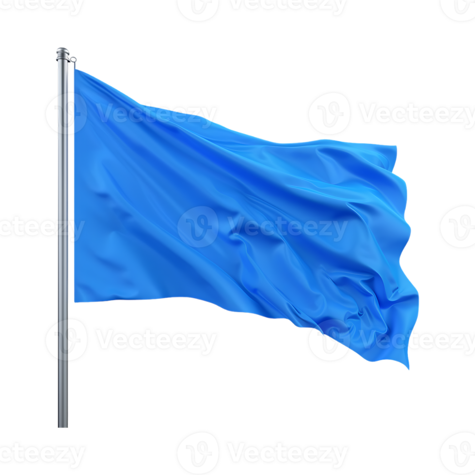 Solid Color Waving Flag on Flagpole on Transparent Background png
