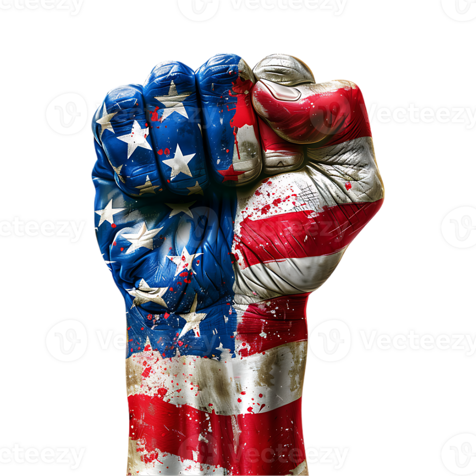 USA Flag Printed on Hand on Transparent Background png