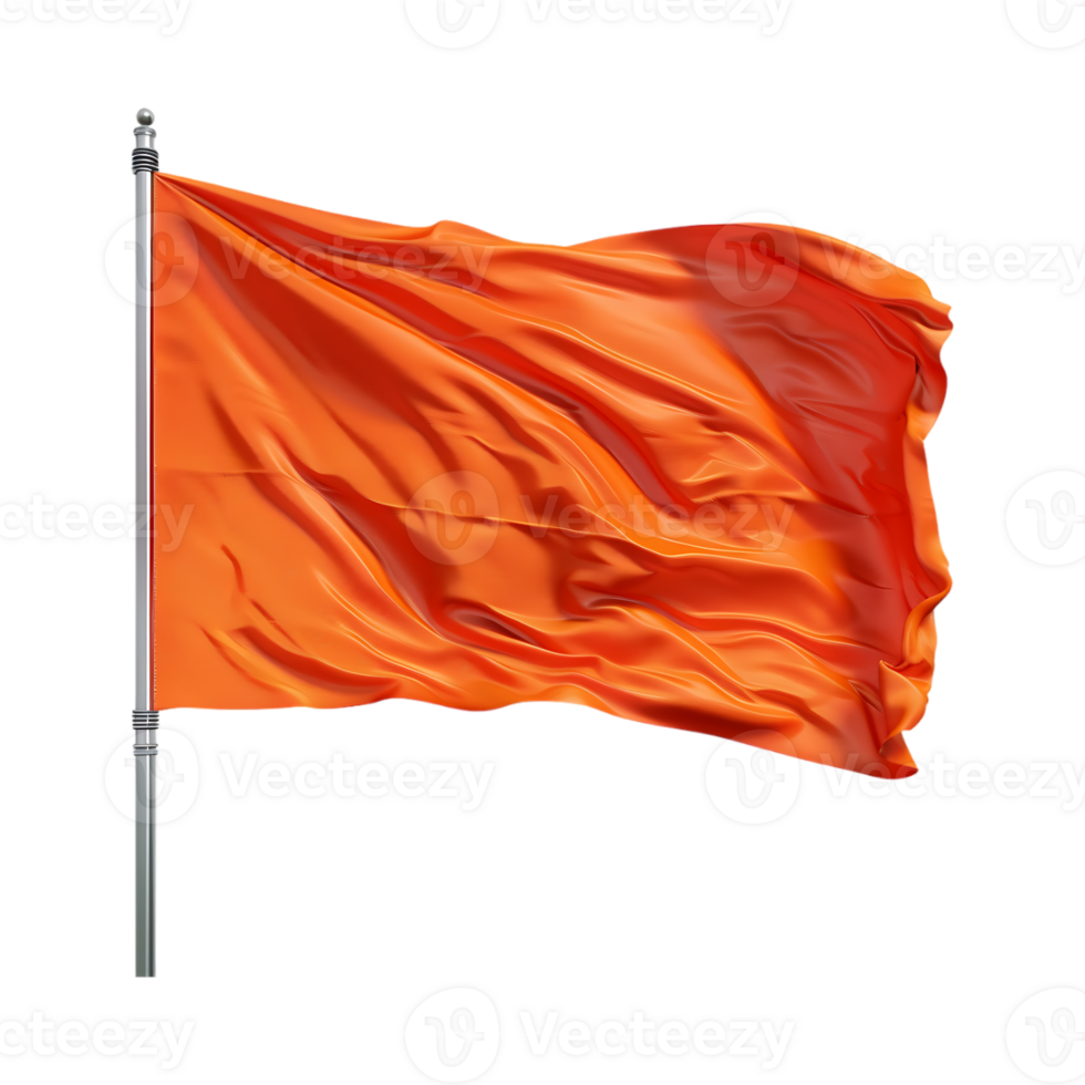Solid Color Waving Flag on Flagpole on Transparent Background png