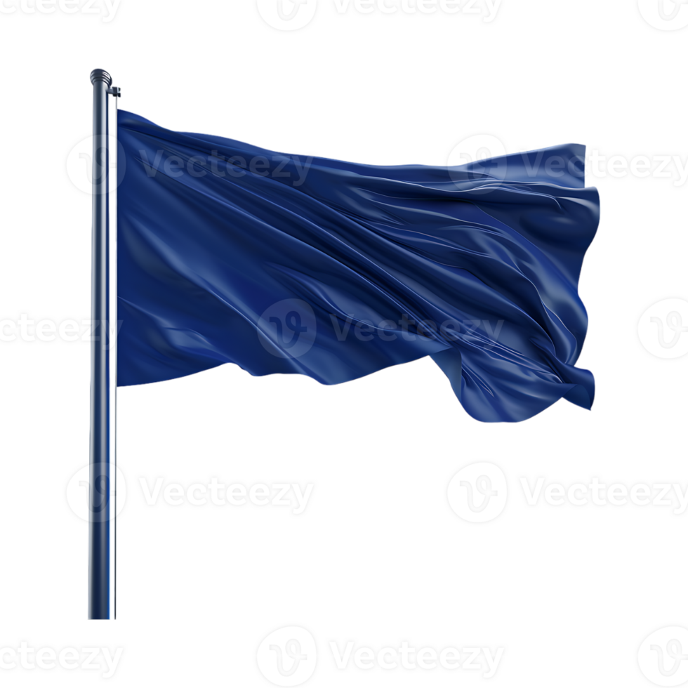 Solid Color Waving Flag on Flagpole on Transparent Background png