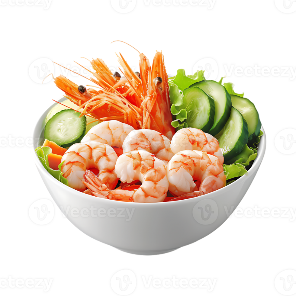 Seafood shrimps and vegetable on Transparent Background png