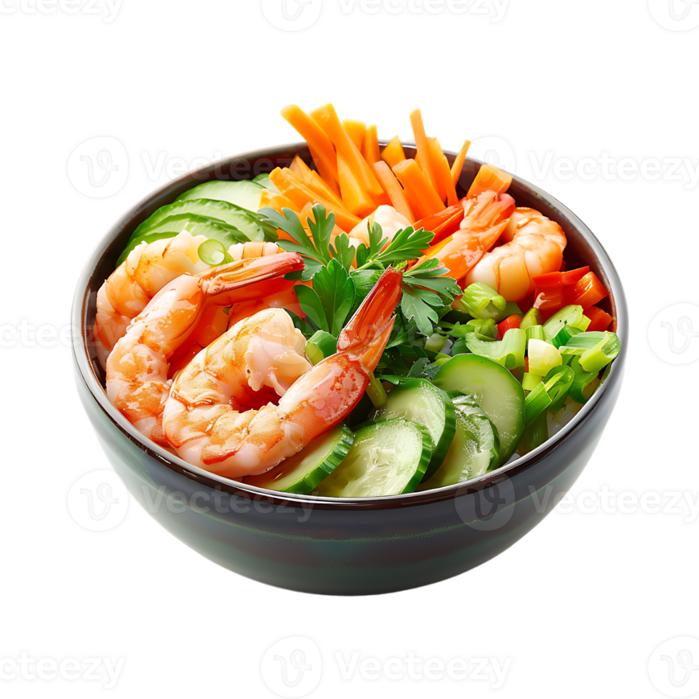 Seafood shrimps and vegetable on Transparent Background png