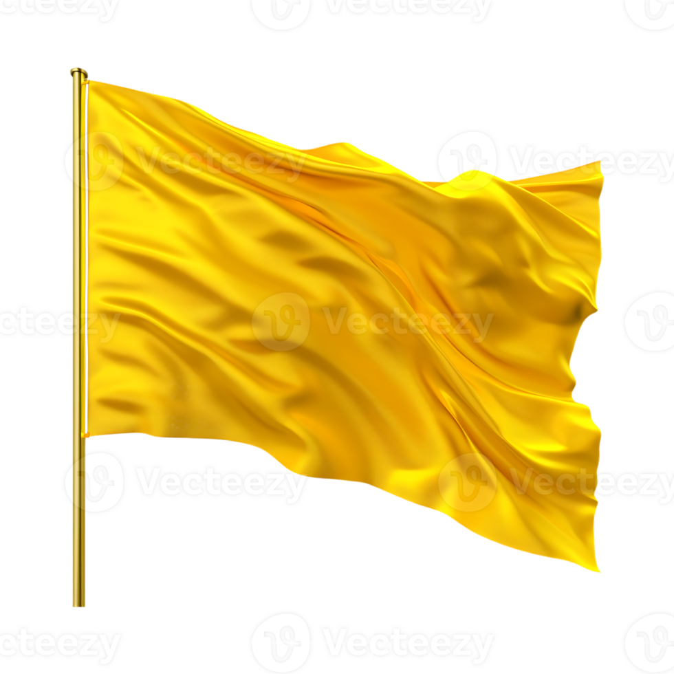 Solid Color Waving Flag on Flagpole on Transparent Background png