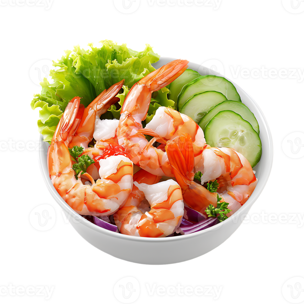 Seafood shrimps and vegetable on Transparent Background png