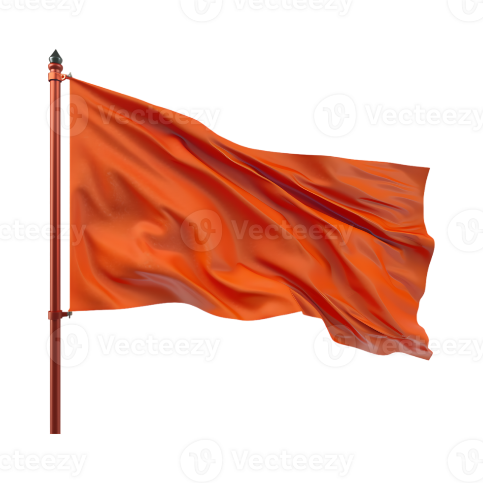 Solid Color Waving Flag on Flagpole on Transparent Background png