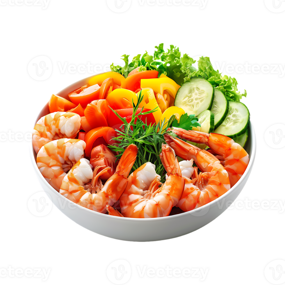 Seafood shrimps and vegetable on Transparent Background png