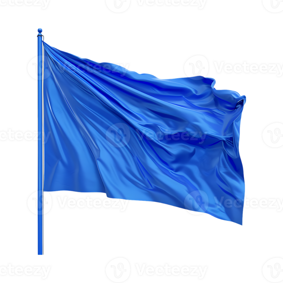 Solid Color Waving Flag on Flagpole on Transparent Background png