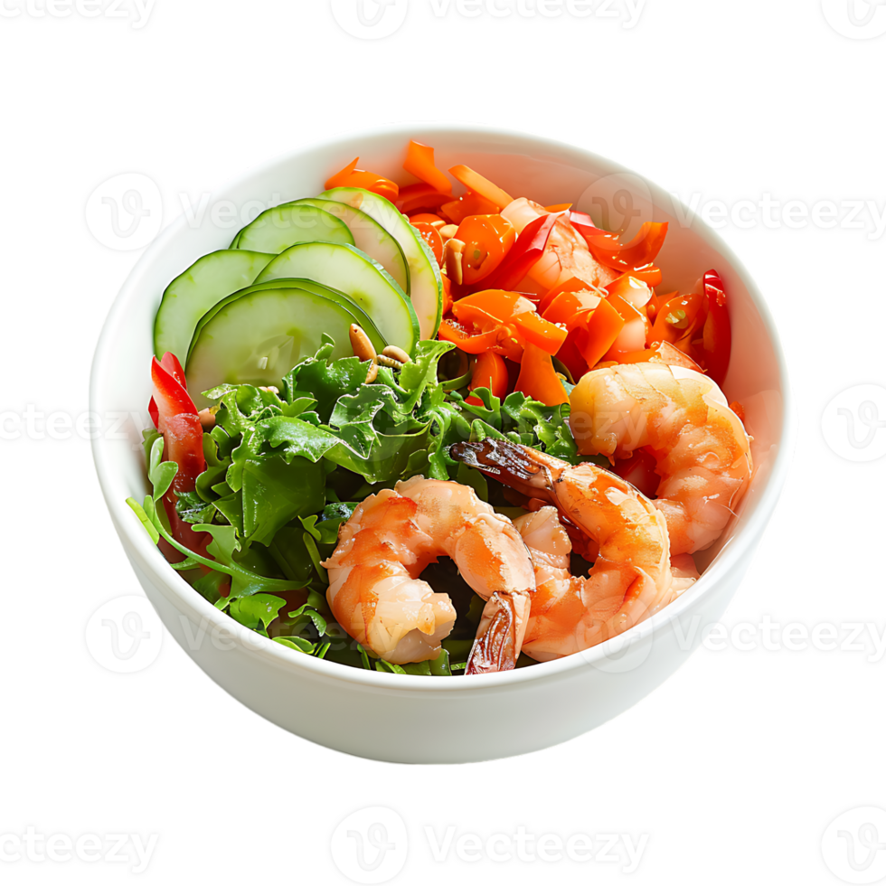 Seafood shrimps and vegetable on Transparent Background png