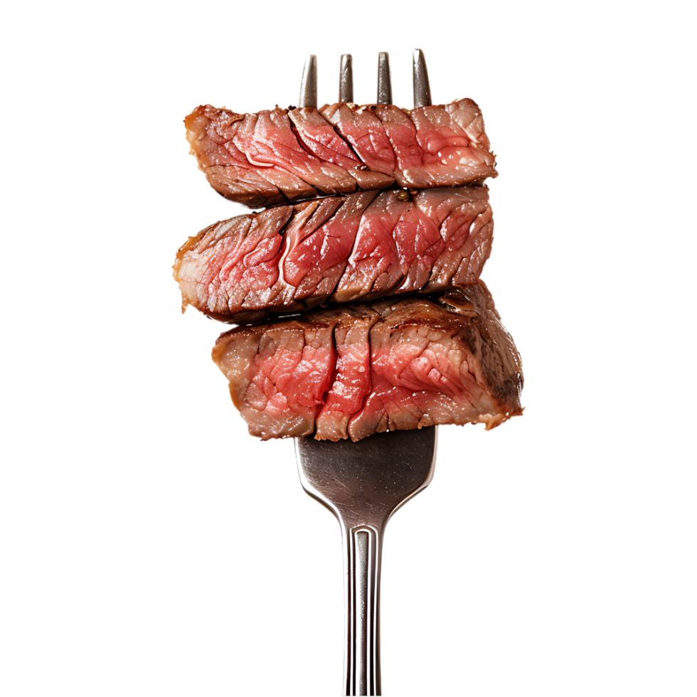 Pork Meat on Fork on Transparent Background png