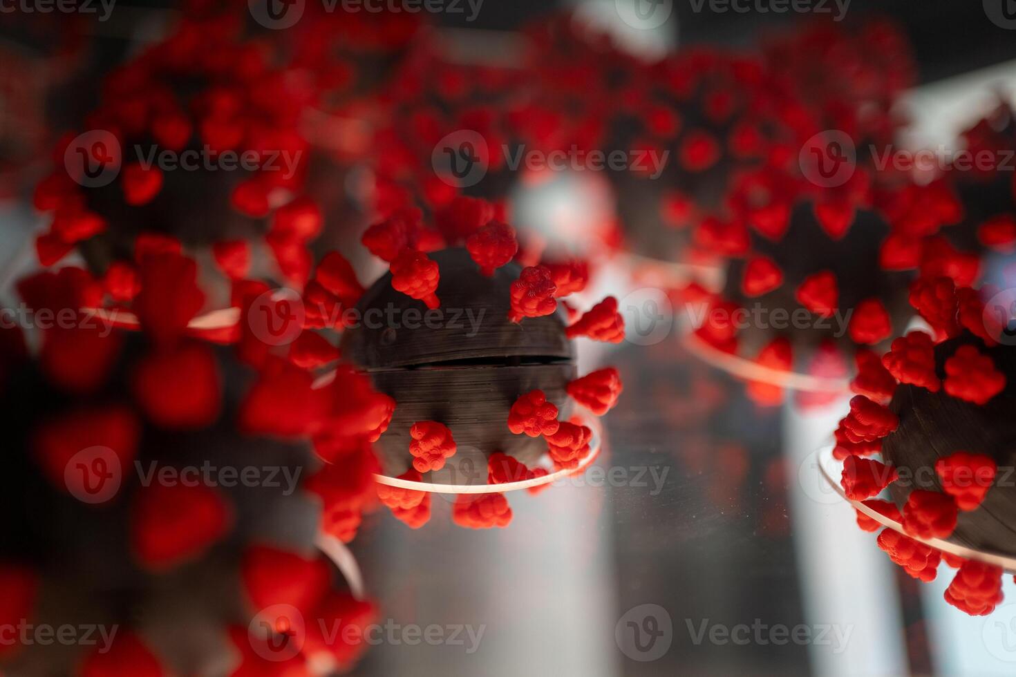 Close-up model of the COVID-19 virus from scientific perspective photo