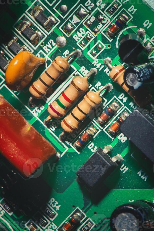 Printed circuit with electronic resistors photo