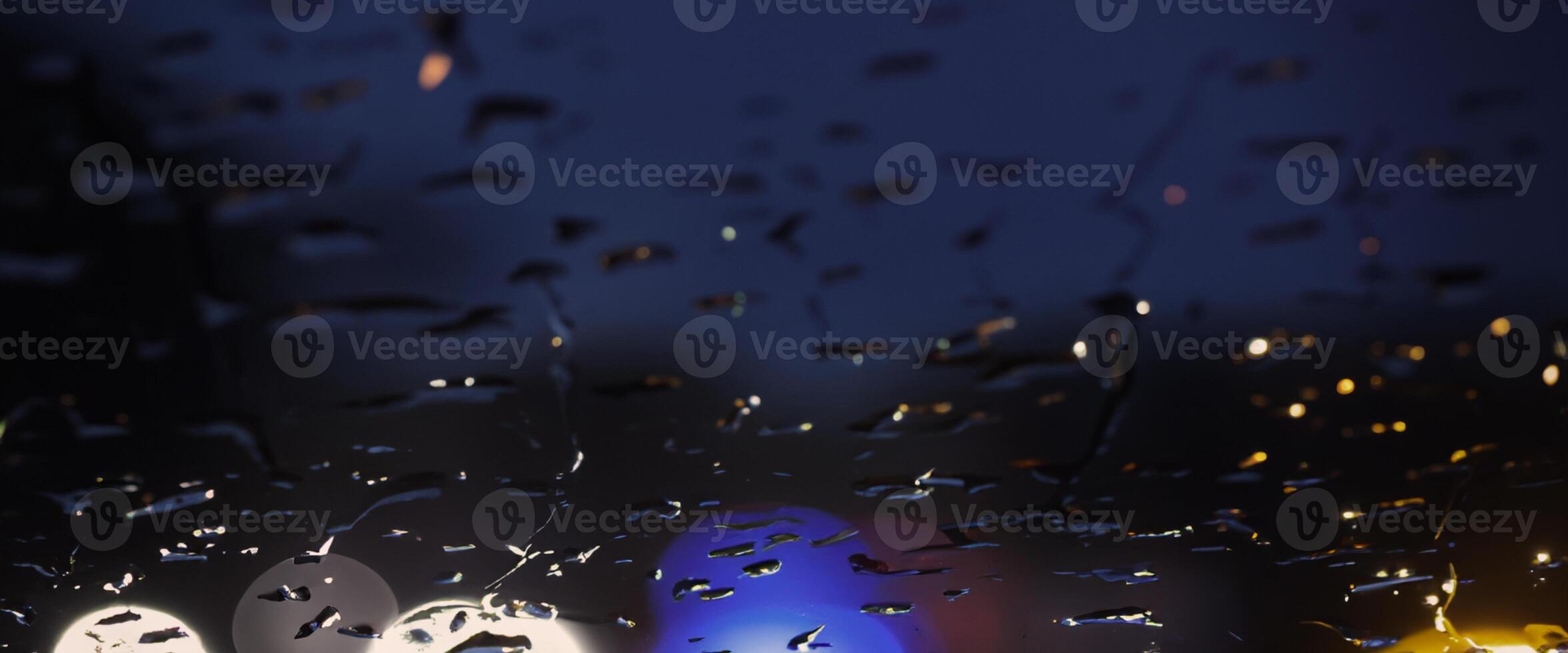Driving in raining. Rain on car windshield or car window in rainy season and blurry traffic road in background. Rain drops on car mirror. Road in rain. Drizzle raining decreases driving visibility. photo