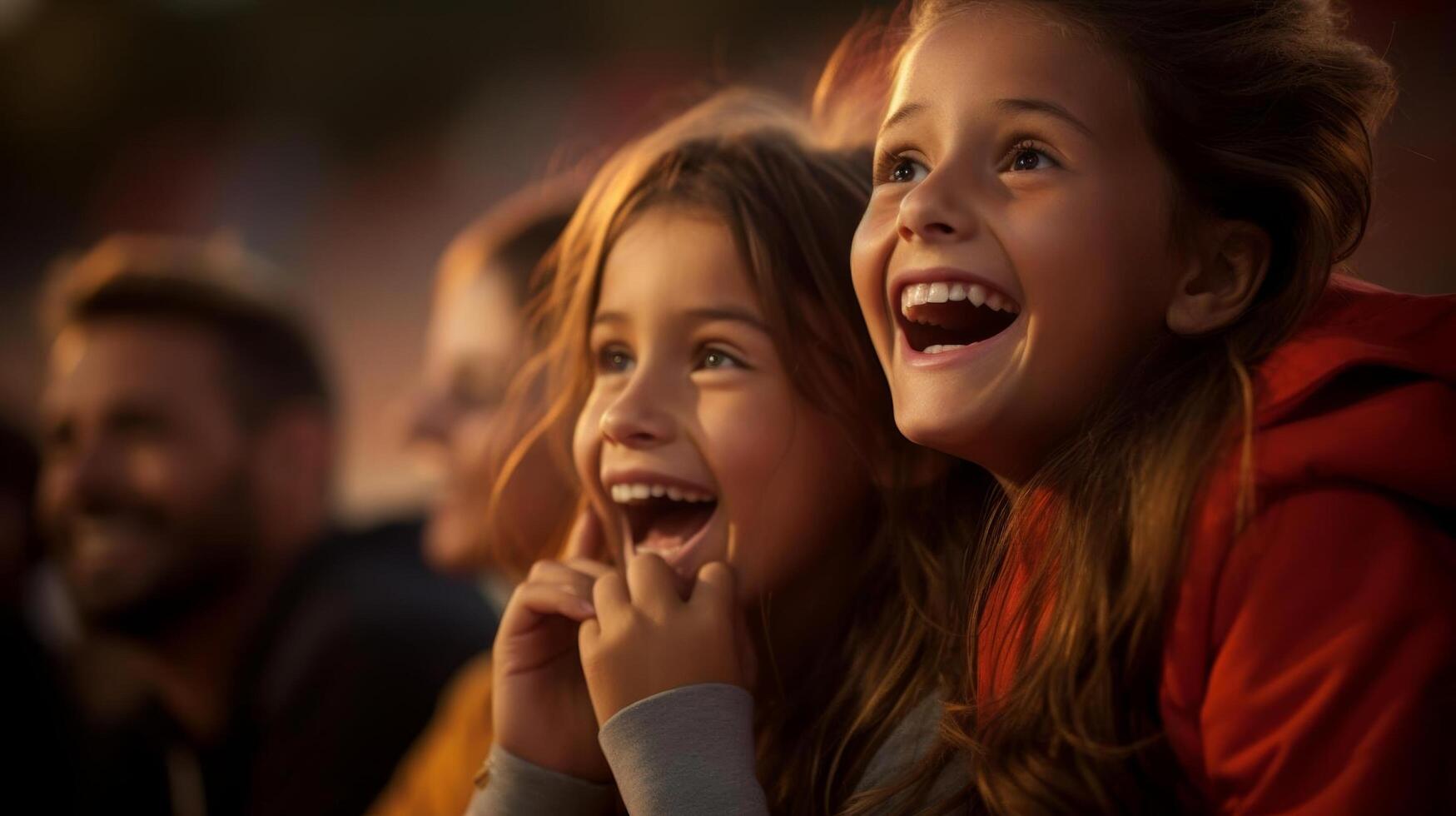 Parents watching their childs soccer game, cheering from the sidelines, depicting supportive and involved family life photo