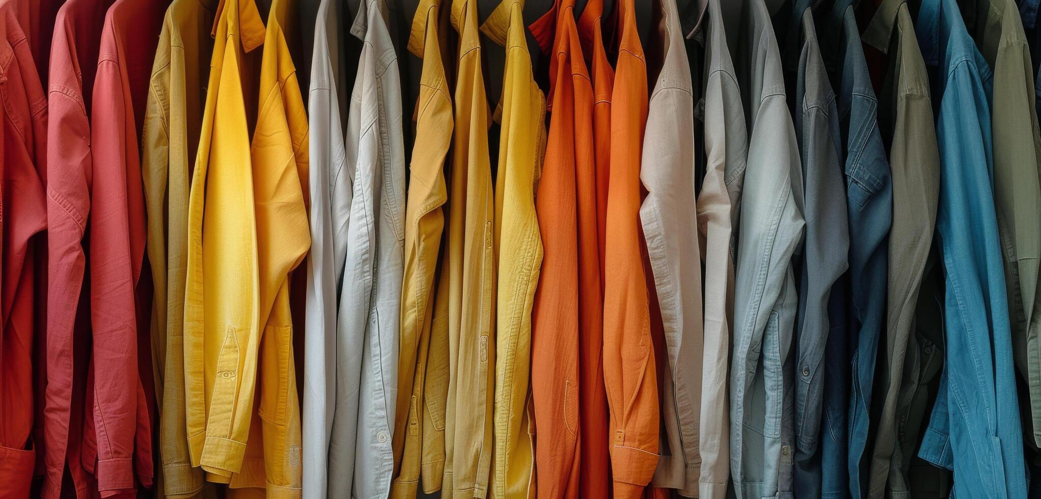 Shirts Hanging on Rack photo