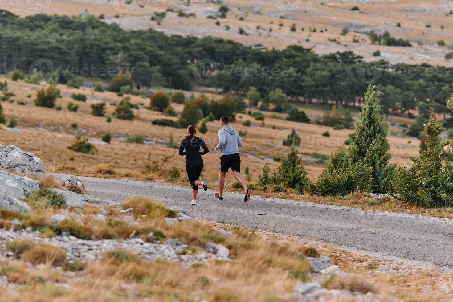 A Couple's Energizing Morning Run in the Mountains photo