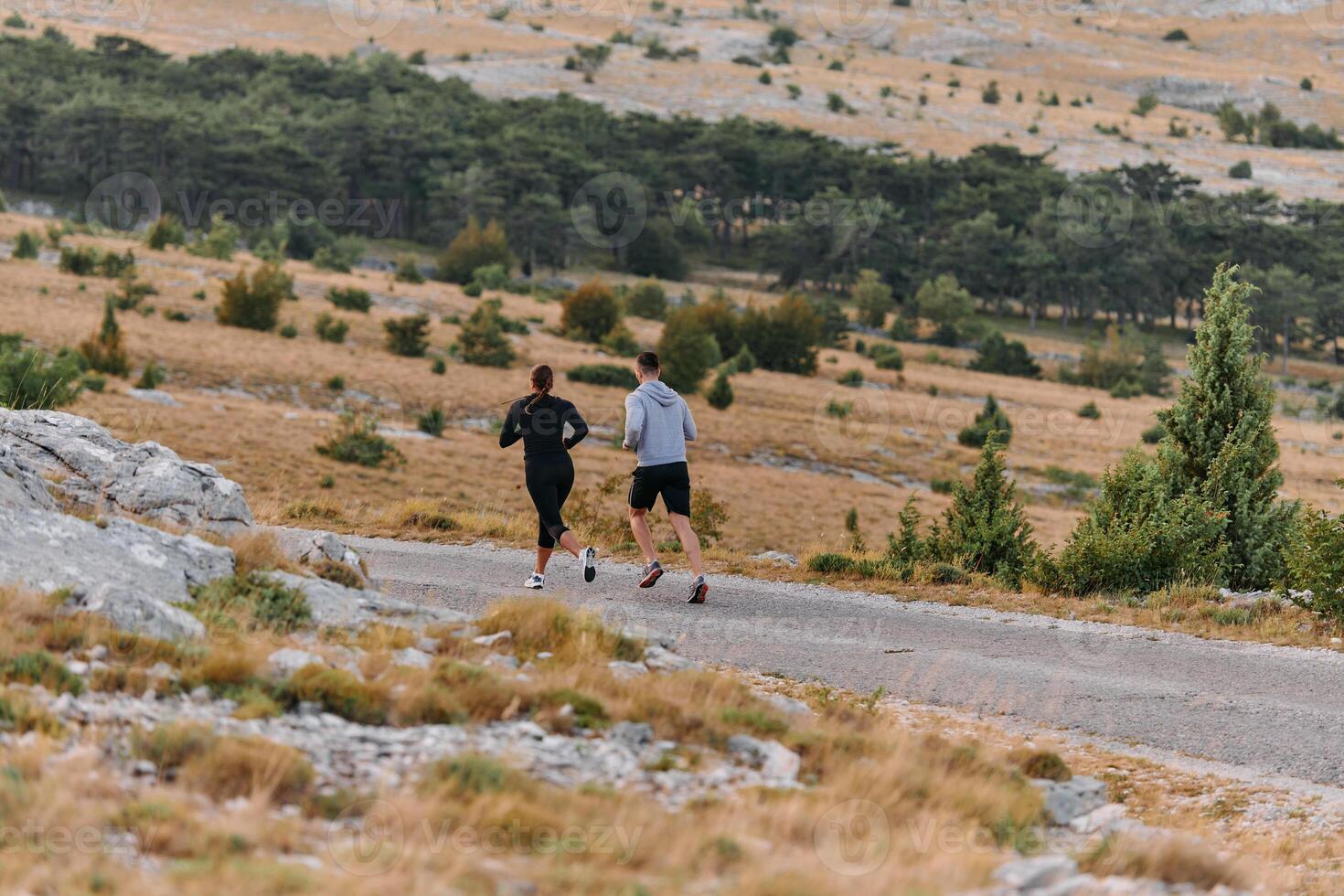 A Couple's Energizing Morning Run in the Mountains photo