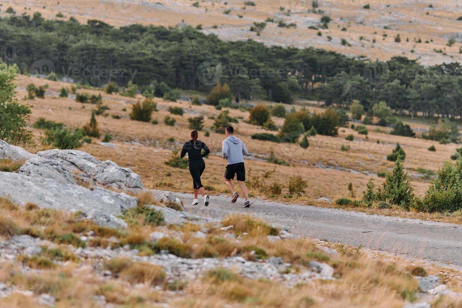 A Couple's Energizing Morning Run in the Mountains photo