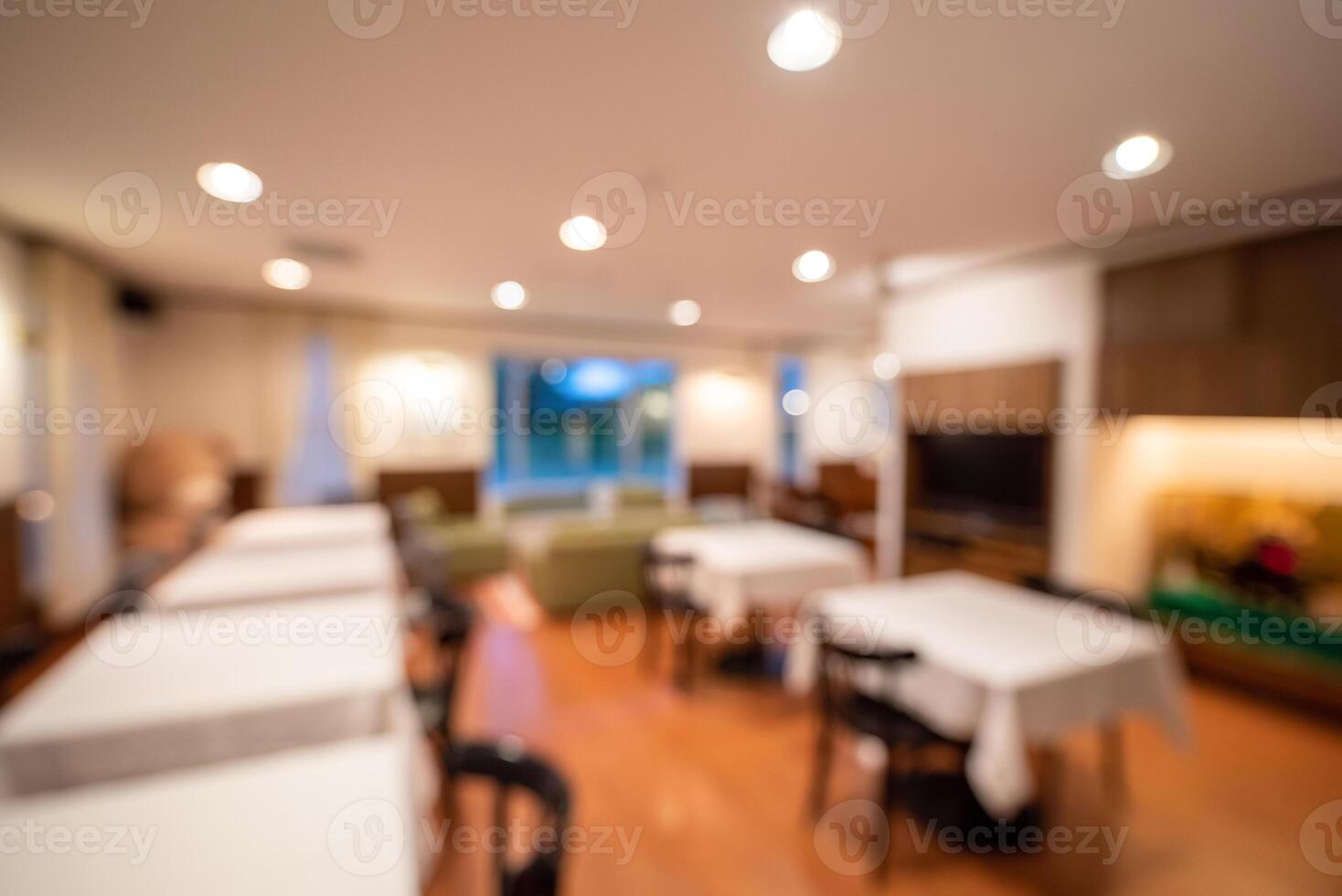 Blurred image of cafe with bokeh background. photo