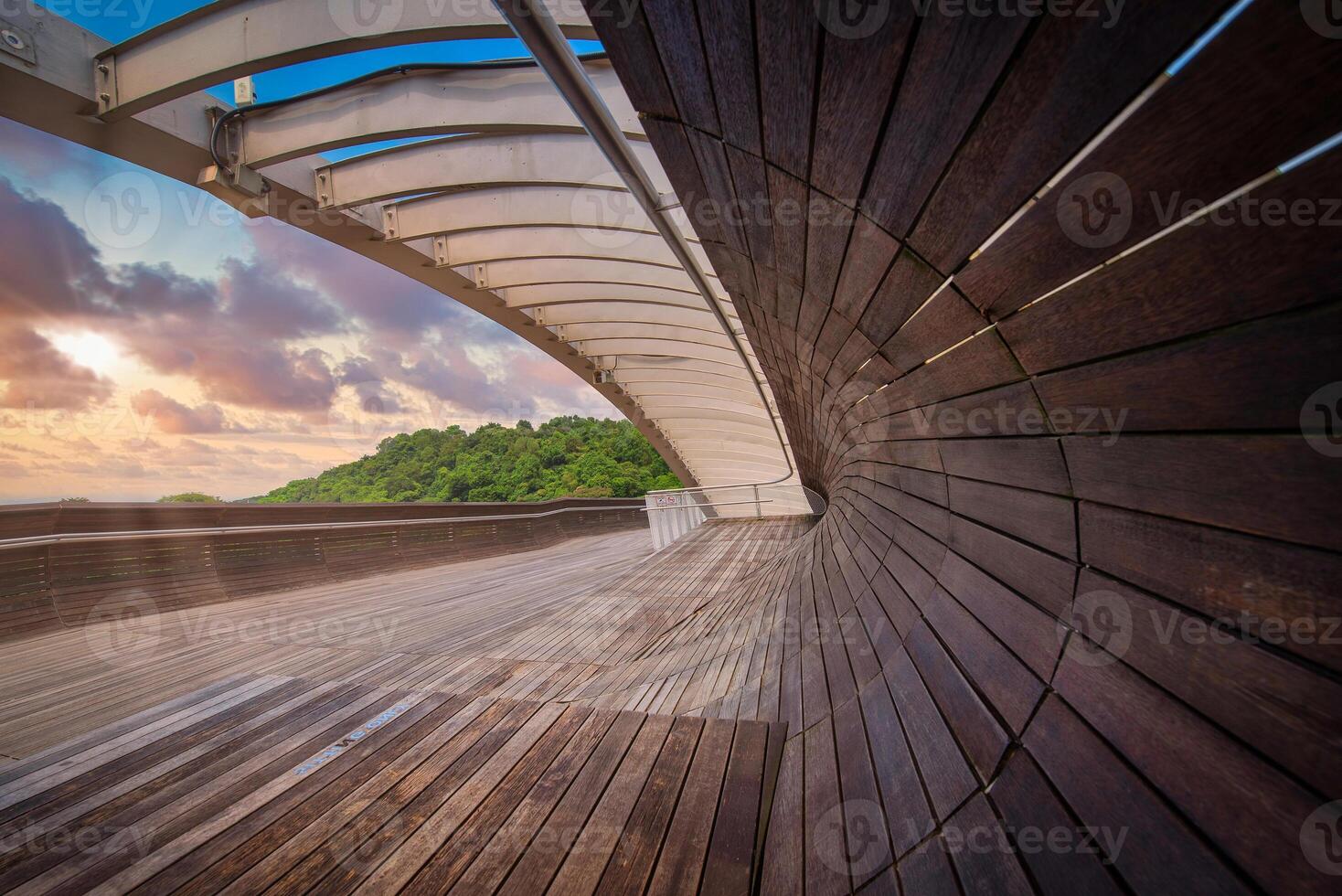Henderson wave bridge on dramatic sky at sunset in Singapore. photo