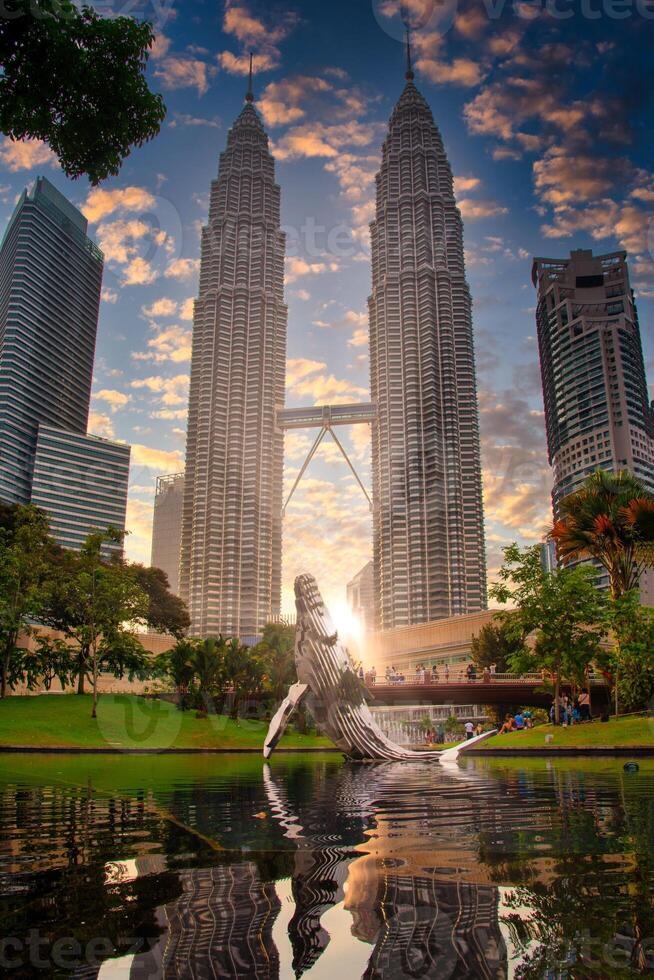 Cityscape of Kuala lumpur city skyline at sunrise in Malaysia. photo