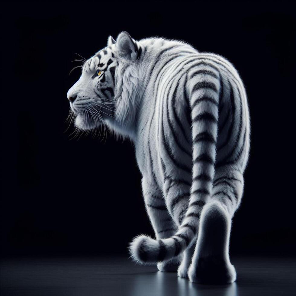 White tiger with black background photo