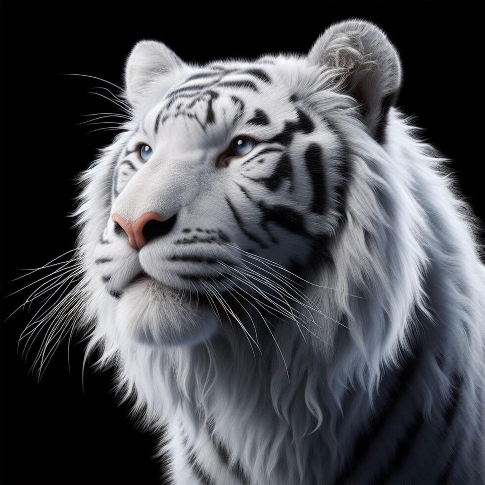 White tiger with black background photo