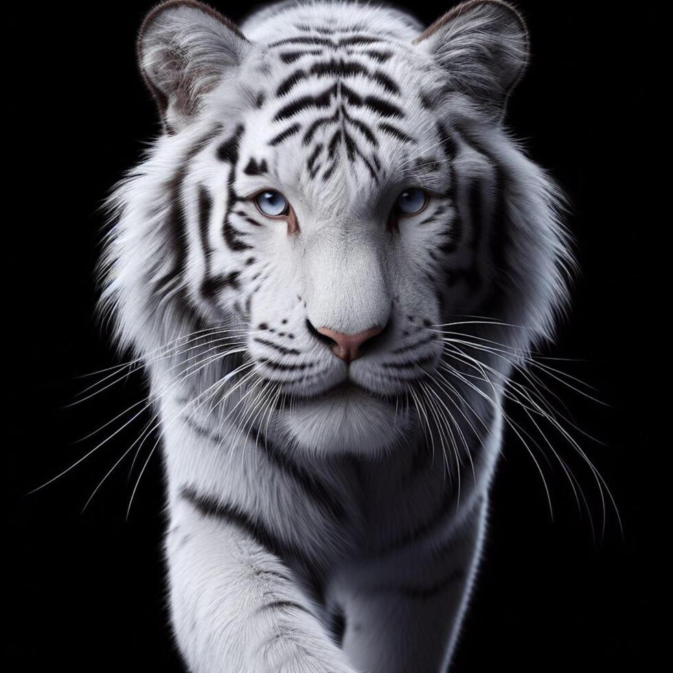 White tiger with black background photo