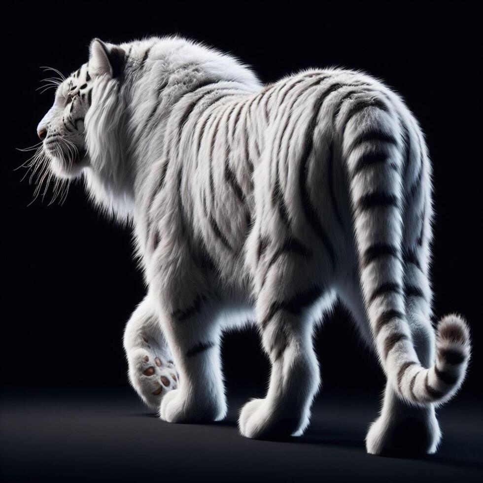White tiger with black background photo