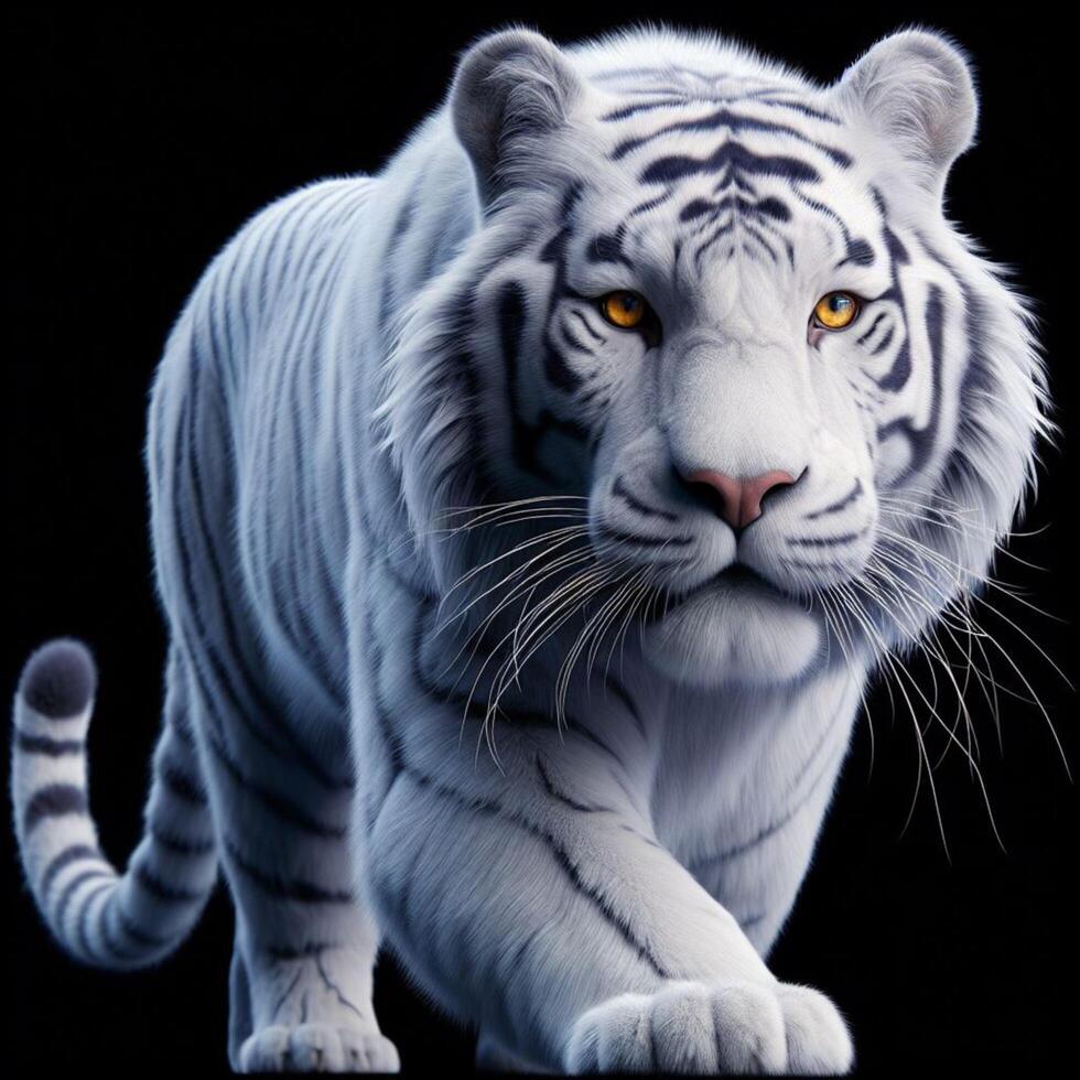 White tiger with black background photo