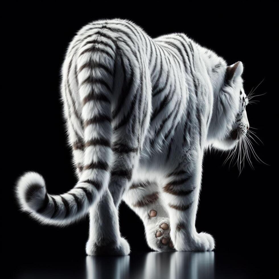 White tiger with black background photo