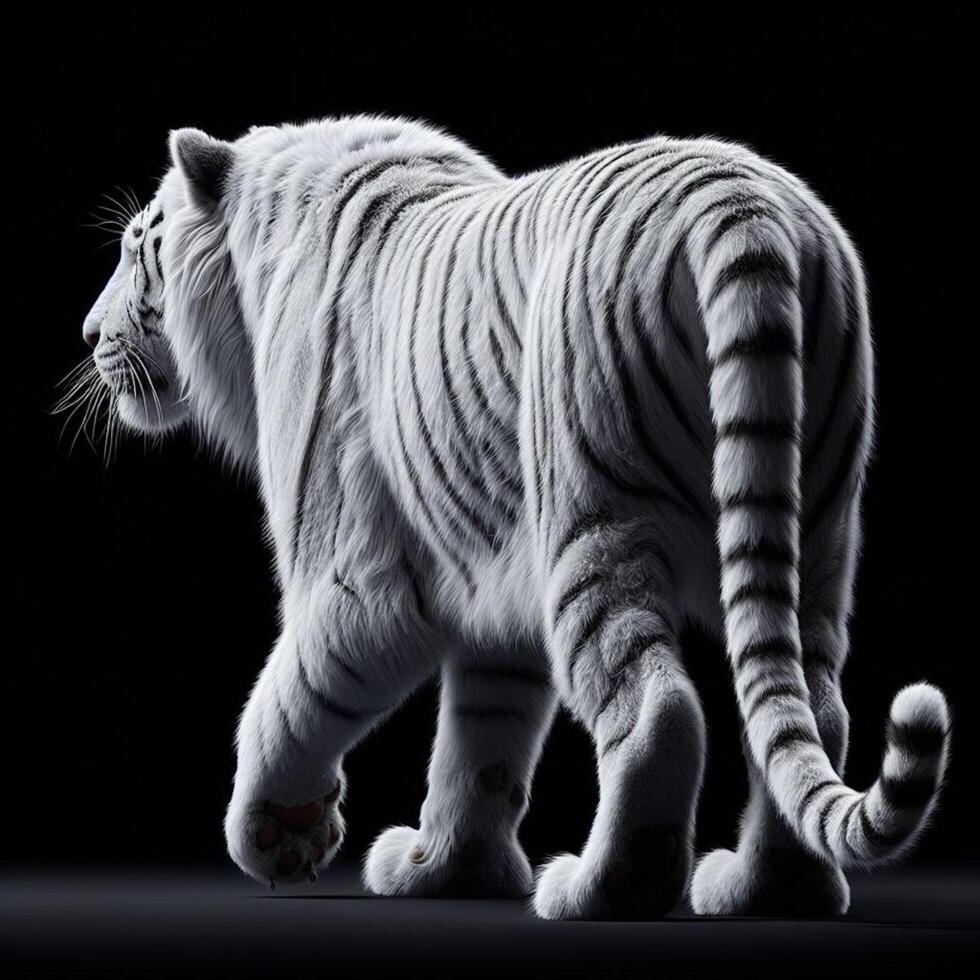 White tiger with black background photo
